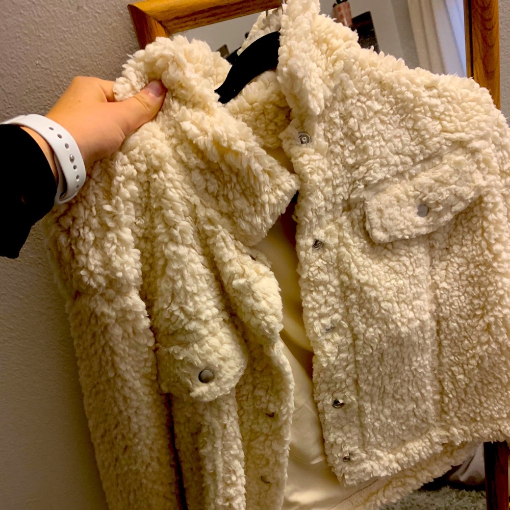 fluffy jean jacket! never worn